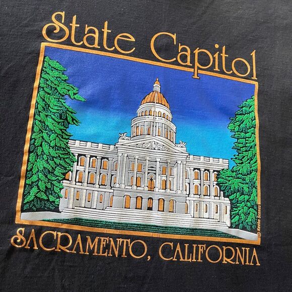 Vintage 80s Keehn Scenes State Capitol Sz L Foil Printed Rare Made In‎ USA - Picture 7 of 14